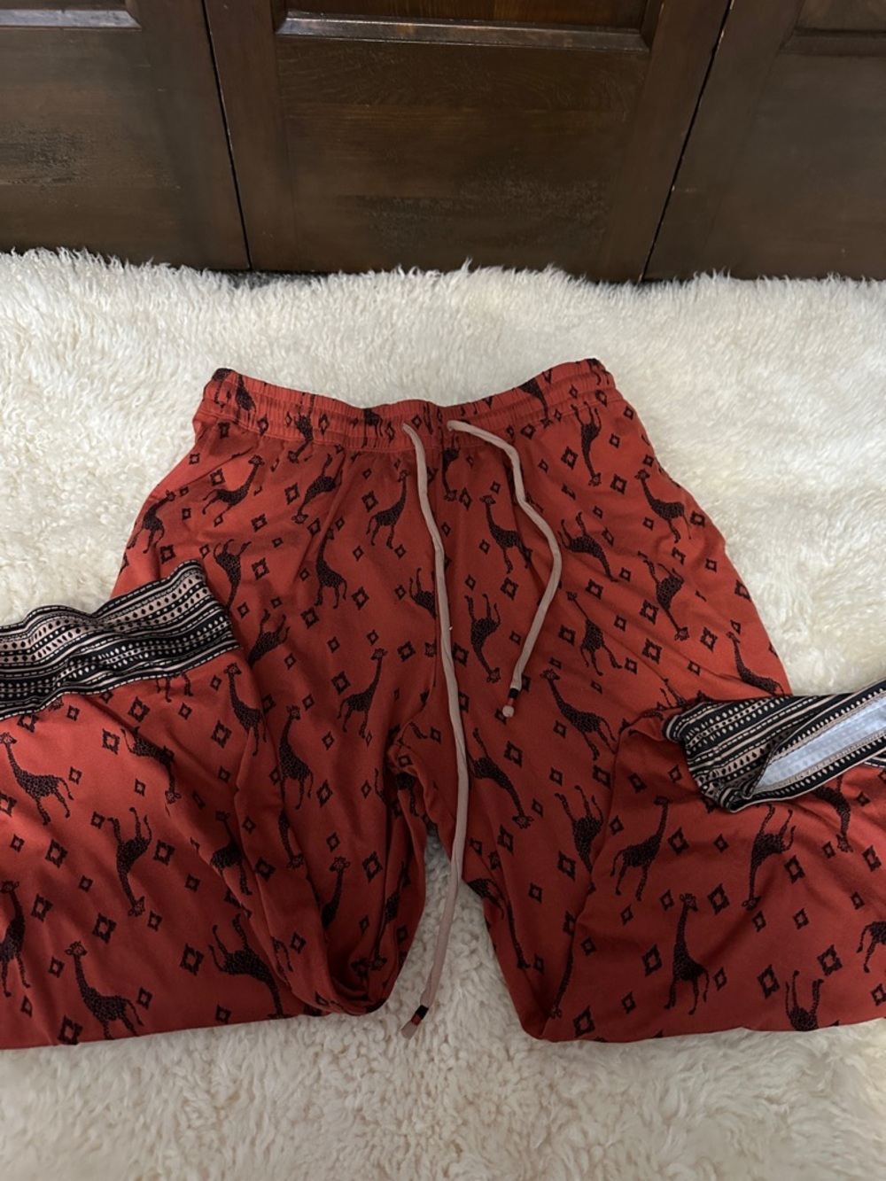 Cuddl Duds capri giraffe patterned Drawstring Pants S